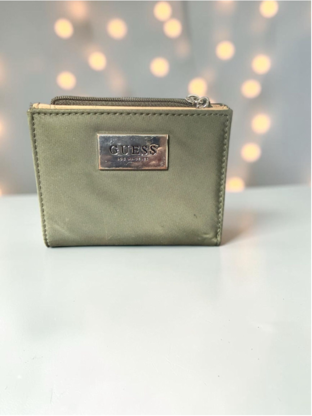 GUESS Los Angeles Olive Green Zip Wallet | Nylon Organizer Wallet Y2K